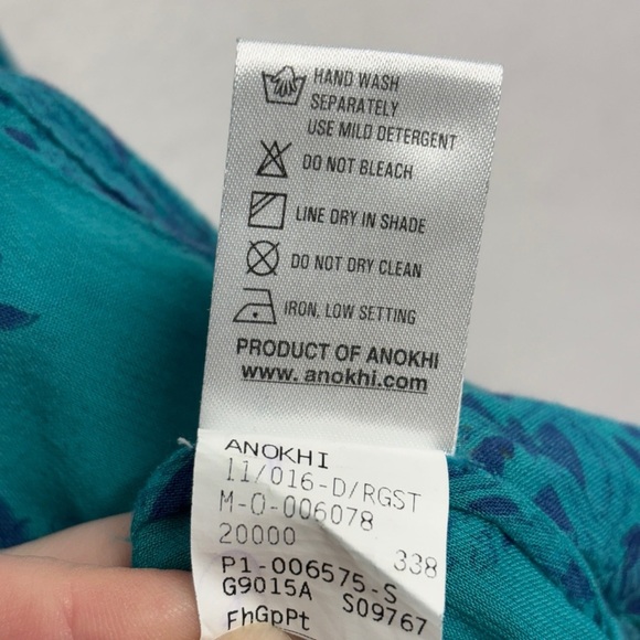 Anokhi Tunic Shirt Blouse Turquoise Blue Teal S - Picture 4 of 7